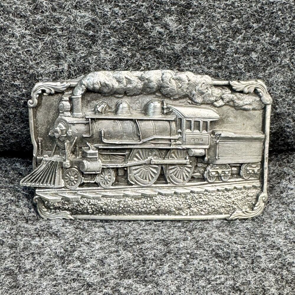1986 Siskiyou Belt Buckle Coal Steam Engine Train Railroad USA H-40 Pewter Metal